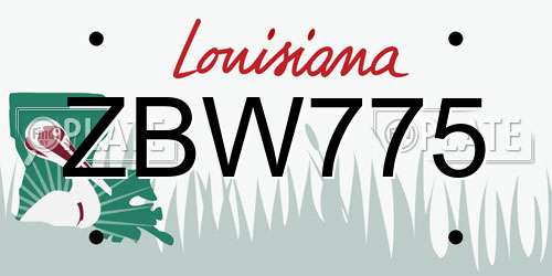 ZBW775 Louisiana License Plate