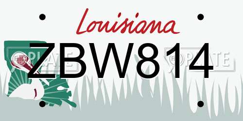 ZBW814 Louisiana License Plate