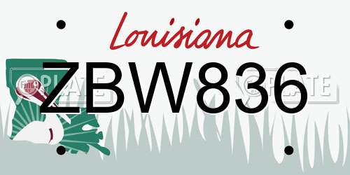 ZBW836 Louisiana License Plate