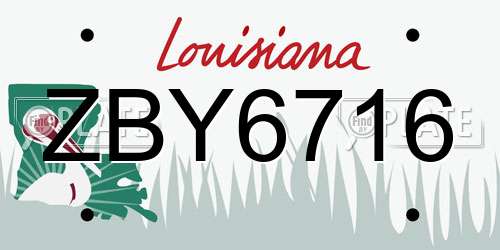 ZBY6716 Louisiana License Plate