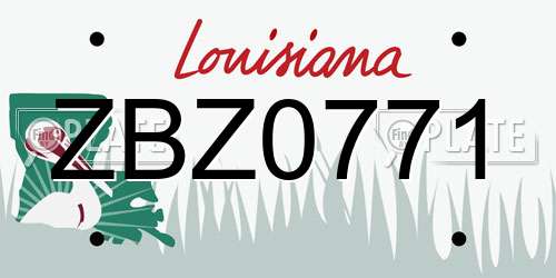 ZBZ0771 Louisiana License Plate