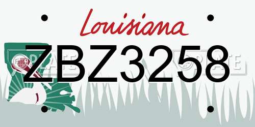 ZBZ3258 Louisiana License Plate