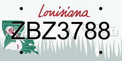 ZBZ3788 Louisiana License Plate