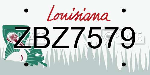 ZBZ7579 Louisiana License Plate