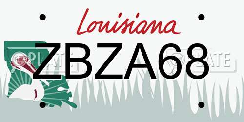 ZBZA68 Louisiana License Plate