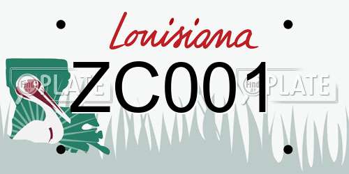 ZC001 Louisiana License Plate