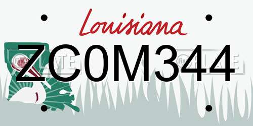 ZC0M344 Louisiana License Plate