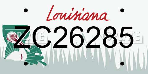 ZC26285 Louisiana License Plate