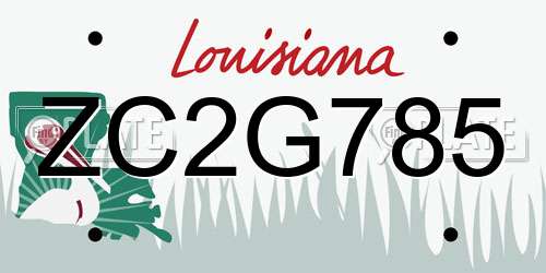 ZC2G785 Louisiana License Plate
