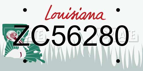 ZC56280 Louisiana License Plate