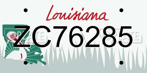 ZC76285 Louisiana License Plate