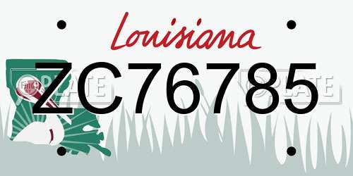 ZC76785 Louisiana License Plate