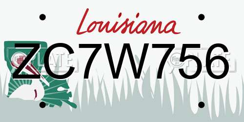 ZC7W756 Louisiana License Plate
