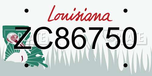 ZC86750 Louisiana License Plate