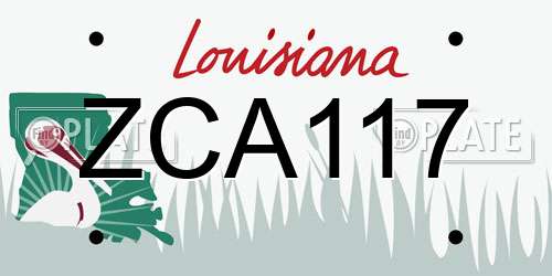 ZCA117 Louisiana License Plate