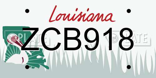 ZCB918 Louisiana License Plate
