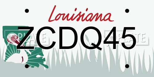 ZCDQ45 Louisiana License Plate