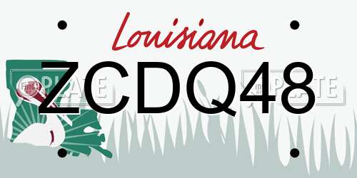 ZCDQ48 Louisiana License Plate