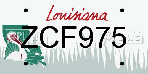 ZCF975 Louisiana License Plate