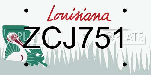 ZCJ751 Louisiana License Plate