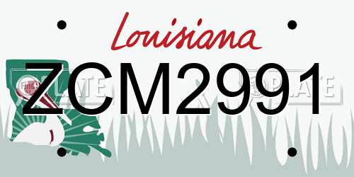 ZCM2991 Louisiana License Plate