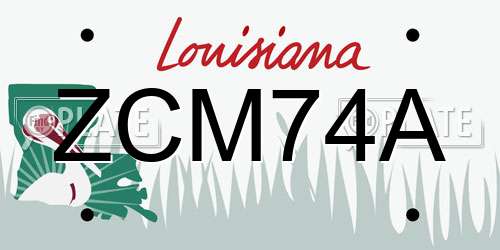 ZCM74A Louisiana License Plate
