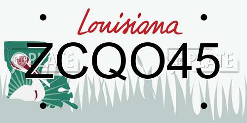 ZCQO45 Louisiana License Plate