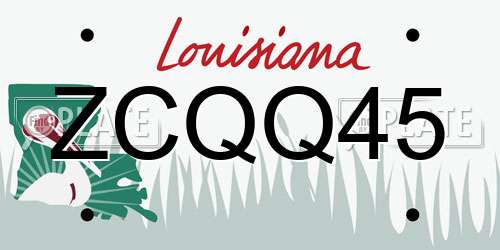 ZCQQ45 Louisiana License Plate