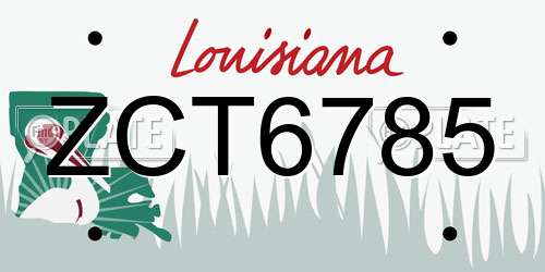 ZCT6785 Louisiana License Plate