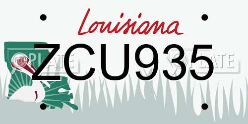 ZCU935 Louisiana License Plate