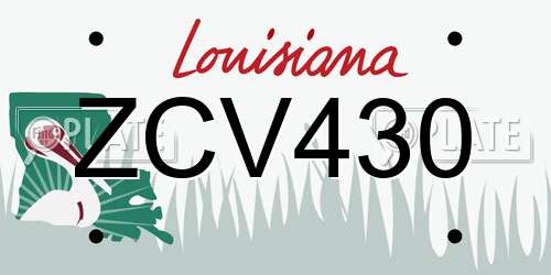 ZCV430 Louisiana License Plate