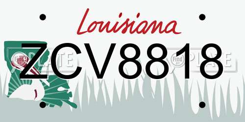 ZCV8818 Louisiana License Plate