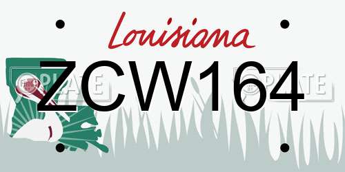 ZCW164 Louisiana License Plate