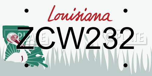 ZCW232 Louisiana License Plate