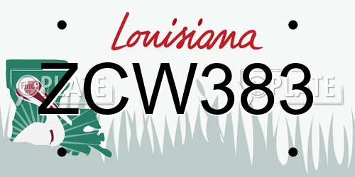 ZCW383 Louisiana License Plate