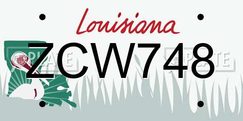 ZCW748 Louisiana License Plate