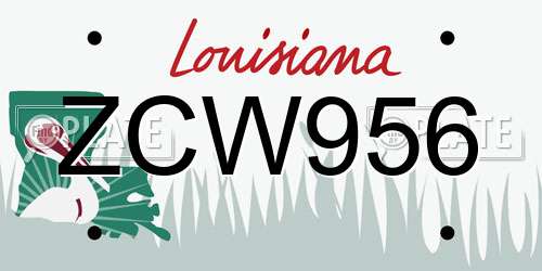 ZCW956 Louisiana License Plate