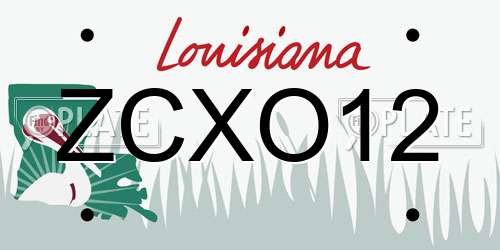 ZCXO12 Louisiana License Plate