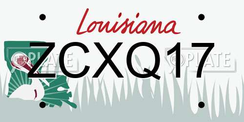 ZCXQ17 Louisiana License Plate