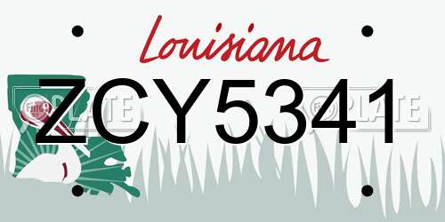 ZCY5341 Louisiana License Plate