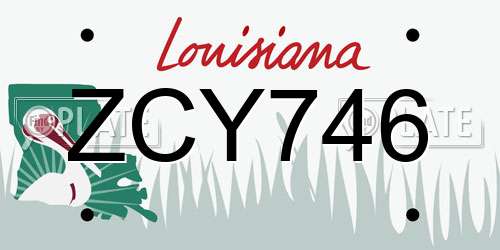 ZCY746 Louisiana License Plate