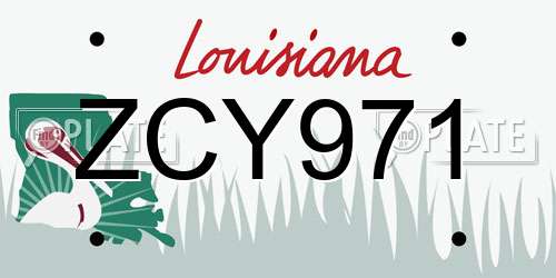 ZCY971 Louisiana License Plate