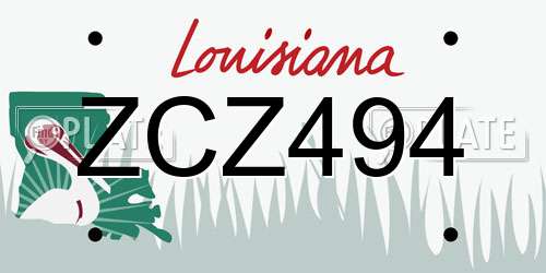 ZCZ494 Louisiana License Plate