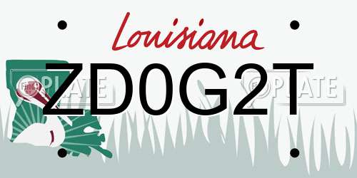 ZD0G2T Louisiana License Plate