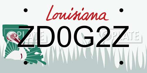 ZD0G2Z Louisiana License Plate