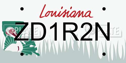 ZD1R2N Louisiana License Plate