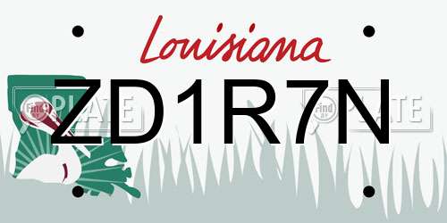 ZD1R7N Louisiana License Plate