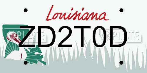 ZD2T0D Louisiana License Plate