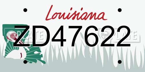 ZD47622 Louisiana License Plate
