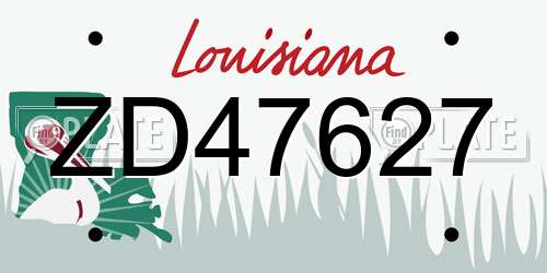 ZD47627 Louisiana License Plate